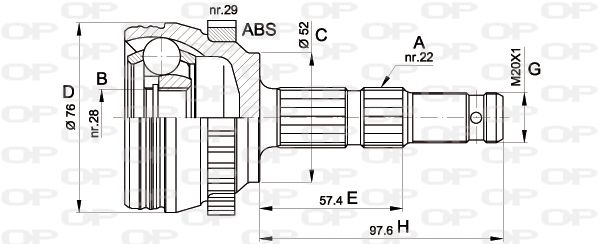 OPEN PARTS Nivelsarja, vetoakseli CVJ5387.10